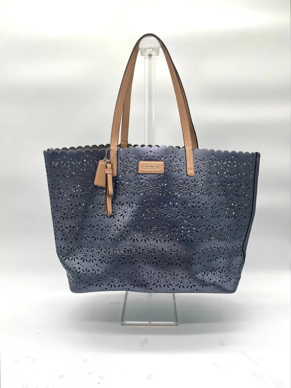 COACH Rare Park Metro Eyelet Leather Tote, Perforated, COA INCLUDED